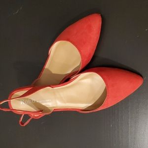 Ruby Red suede slings 11.5 NWOT